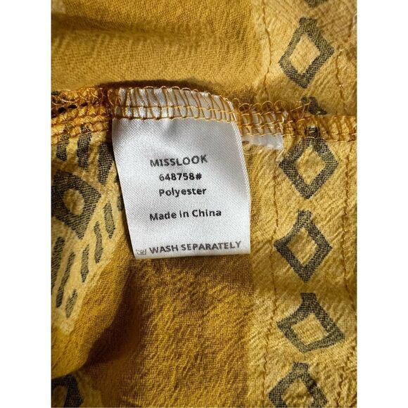 Misslook Maxi Boho Yellow Shift Dress Size M Southwestern Lace Trim Sleeveless - Picture 9 of 12